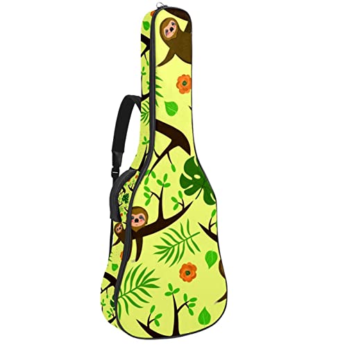Housse de transport rembourrée imperméable Oxford pour guitare avec bandoulière réglable Motif paresseux sur une branche - Les Beatles, Paul McCartney, John Lennon, RIngo Starr, George Harrison Housse de transport rembourrée imperméable Oxford pour guitare avec bandoulière réglable Motif paresseux sur une branche