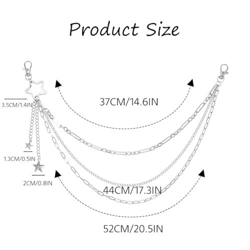 Star Pants Chain Silver Layered Jean Chain Punk Wallet Pocket Accessories for Women and Men4