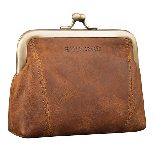 STILORD Goldie Petit Porte Monnaie Femme Cuir véritable Vintage Portefeuille Fermoir Clic Clac Retro Portefeuille pour Femme Cuir Porte-Monnaie à Clip...