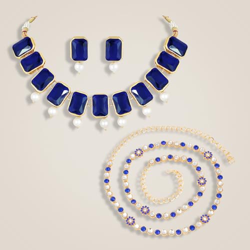 Image of Peora Traditional Crystal Necklace & Jewellery Set Gift for Women