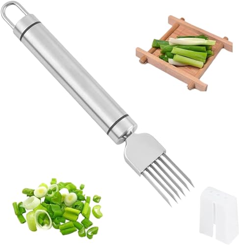 Image of Vegetable Grater Slicer Kitchen Stainless Steel 7 Sharp Blades - Green Onion Cutter, Garlic, Scallion Slicer, Fruit Vegetable Grater & Shredder, Multi-Purpose Kitchen Tool 1 pcs