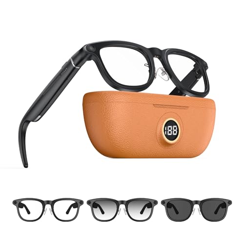 Tulbeys 2026 AI Smart Glasses 4K HD-Kamera, 1200P Camera Brille mit Videoaufzeichnung, Simultanübersetzung/GPT-Objektidentifizierung, Photochromic Lenses, Inklusive 3600-mAh-Ladecase