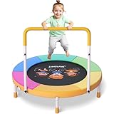 3 Fuß faltbares Trampolin für Kinder 36 Zoll kleines Mini-Trampolin mit Griffstange, höhenverstellbar, maximale Belastung 150 Pfund, ideale Sprungmatte für Kleinkinder & Babys für drinnen und draußen