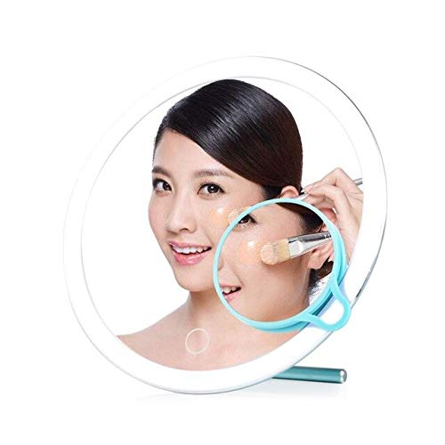 Preisvergleich Produktbild Roségold Einstellbare LEDs beleuchtet wiederaufladbare Kosmetikspiegel Touchscreen tragbare Lupe Kosmetikspiegel Make-up-Tool E Plete Certif