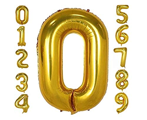 Gold Number Balloons 40inch Helium Birthday Foil Mylar Digital for Engagement Wedding Bridal Shower Anniversary (0)
