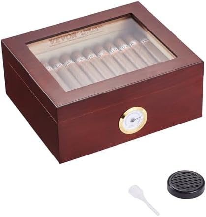 VEVOR Humidor de Puros de Madera de Cedro Español Hecha a Mano, C...