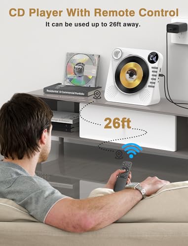 Image of CD Player with HiFi Dual Speaker Bluetooth RX /TX /USB /AUX for Home White