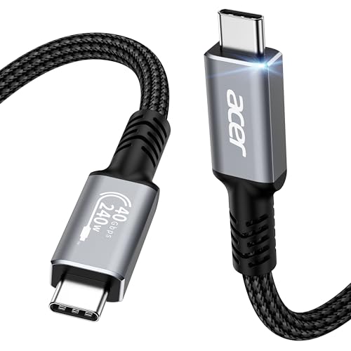 acer - acer USB4 Kabel 1m, 8K@60Hz HDR Dispaly/40Gbps Datenkabel/240W USB-C Ladekabel, USB C auf USBC Kabel für thunderbolt 3/4, iPhone 15 16 17,Macbook,iPad,iMac,Studio Dispaly,SSD,eGpu,Dock usw.