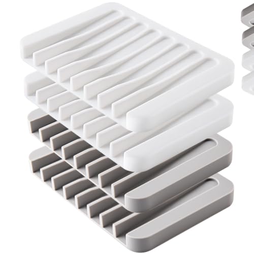 Image of 4PCS Self-Draining Silicone Bar Soap Dish and Holders for Shower | Easy Clean, Can Extend Soap Life, Premium Sponge Holder for Sink, Kitchen, Bathroom, or Counter, Soap Tray for Shower