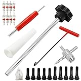 BOJIAN 23PCS Tire Valve Stem Tool，Quick Change Valve Installer Kit with TR413/TR414 Valve Stems ，Valve Stem Removal Tool,4-Way Valve Core Removal Tool，for Cars Motorcycles Lawn Mowers ATVs
