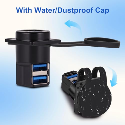 Acoplador USB 3.0 dual montaje panel 90° miniatura 3