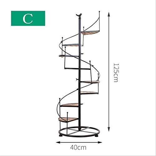 ZZHJ Multi-layer Wrought Iron Flower Stand, Balcony Floor Living Room Indoor Flower Pot Rack Simple Modern Plant Stand (8 Layers) C