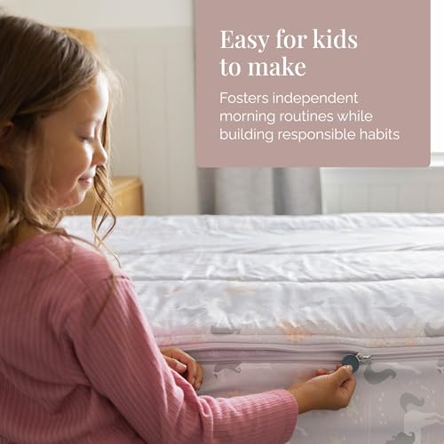 Image of Beddy's Fairytale Unicorn Durable Zipper Bedding for Kids - Bed in a Bag - Purple Sheets & Comforter with Unicorns - Includes 2 Pillowcases and 2 Shams - Easy to Make & Wash - Full