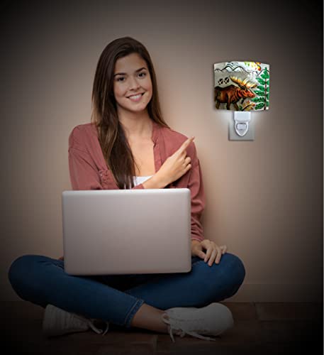 Puzzled Elk Moose Night Light, Glass Art Plug In Decorative Socket Lamp Manual On & Off Portable Lights Stairway Hallway Bedroom Bathroom Nursery Kids Accessory Home & Kitchen Decor #TOP5