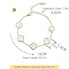 Glücklich Vierblättriges Kleeblatt Armband,18K Goldplattiertes Vierblättriges Kleeblatt Armband,Luxuriöses Glücksarmband,Elegantes Design,Valentinstag Muttertag Weihnachten Geschenk für Frauen (Weiß) #1