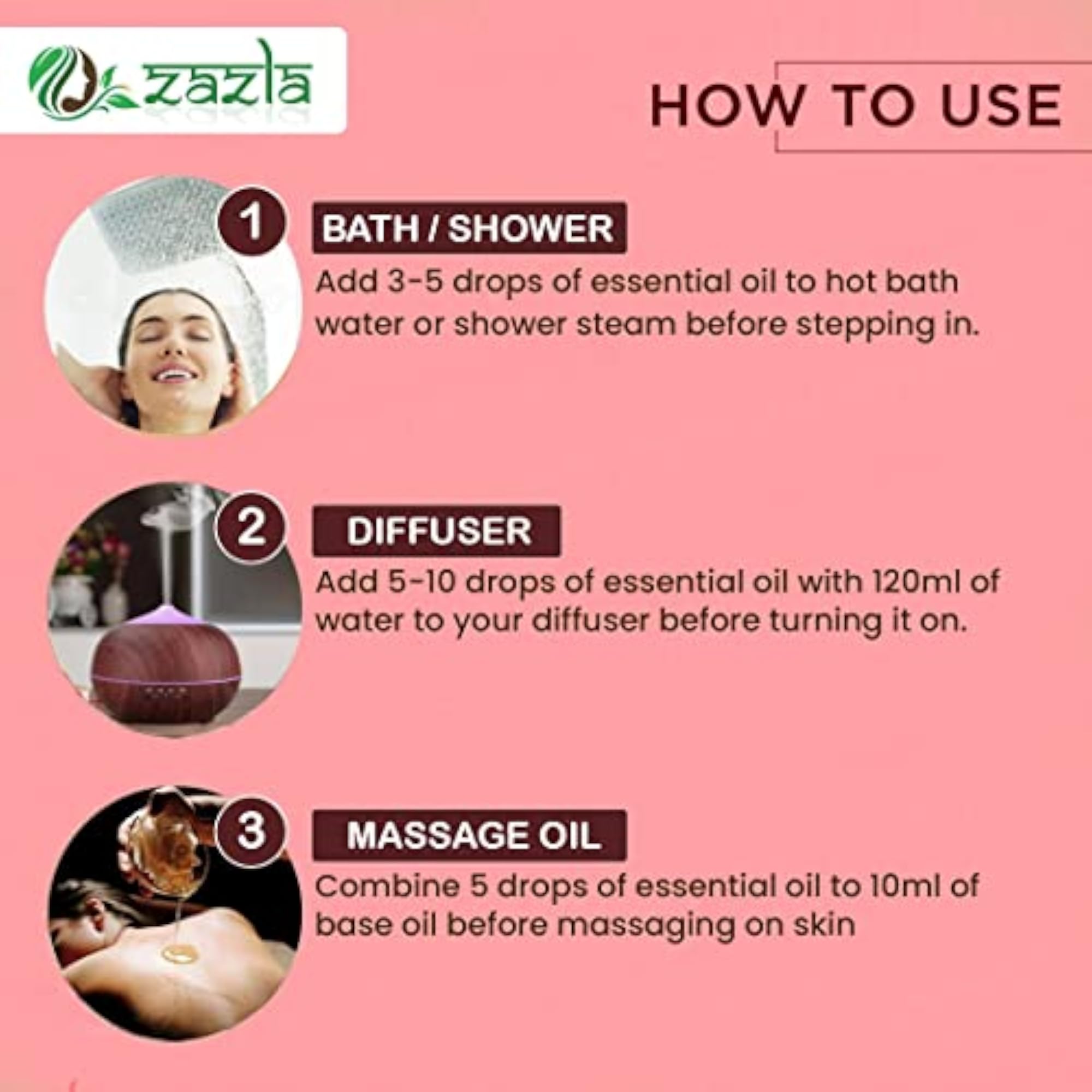 Zazla Rose Essential Oil, 100% Pure & Natural