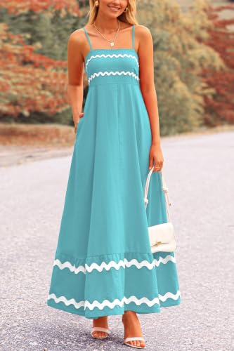 Image of PRETTYGARDEN Women's 2026 Summer Flowy Maxi Dress Casual Sleeveless Spaghetti Strap Ruffle Beach Long Dresses