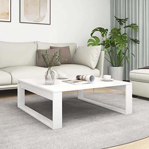 KLYEON Mesa de Centro Madera contrachapada Blanco 100x100x35 cm,Mesa de Centro Moderna para Sala de Estar: Superficie Estable y Fácil de Limpiar Mesas Decorativas