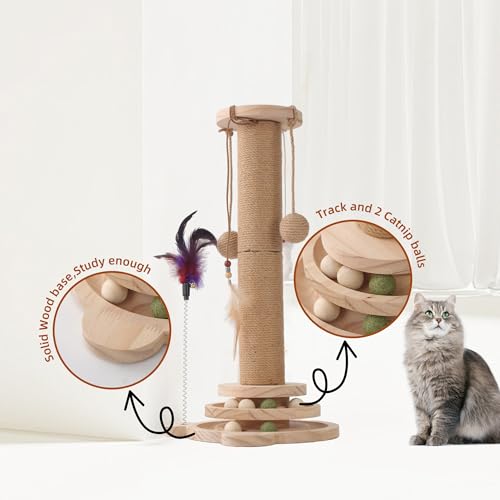 Rascador para gatos de madera 4 en 1 de 19.4 pulgadas miniatura 4