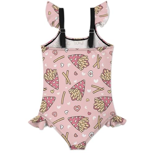 Image of Girls One Piece Swimsuit Macaroni Cheese Pasta Food Ruffles Swimwear Bathing Suits 3-12 Years