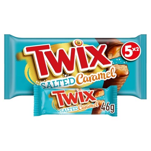 TWIX Caramel Salé - Barre Chocolat au Lait, Caramel Beurre Salé & Biscuits - 5 Sachets Individuels de 2 Barres Chocolatées - 230g