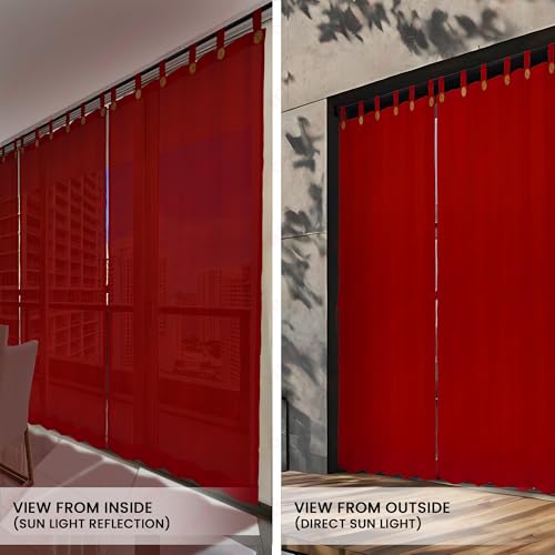 Image of HIPPO 180 GSM HDPE Outdoor Loop Curtain for Balcony & Patio Sun Blocking, UV Protection & Light-Filtering Curtains(Robin-Red- 3FTX4.5FT) Pack of 2