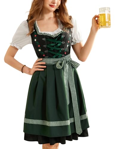 SCARLET DARKNESS Midi-dirndl-jurk voor dames, 3-delig, traditioneel