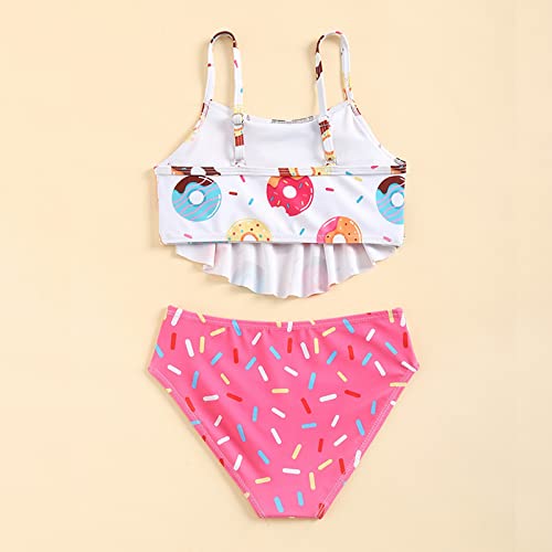 Kids Girls 2 Pieces Swimsuit Cute Donut Graphic Printing Swimwear Spaghetti Strap Bikini Beach Casual Bathing Suit2