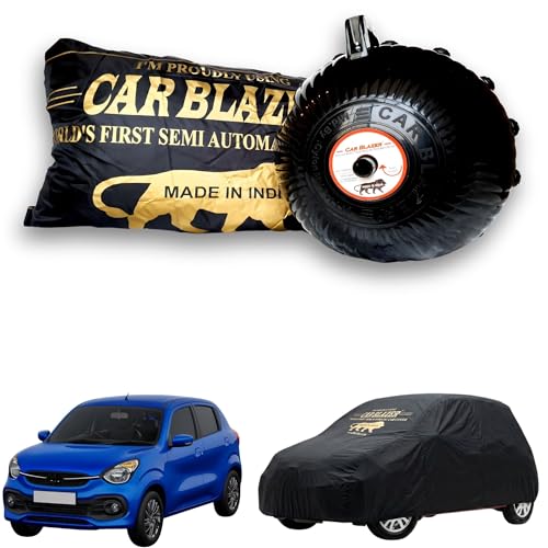 Image of CARBLAZER Portable & Semi-Automatic Full Body Car Covers: Heavy Duty Device| Anti-Theft| Dust & Scratch Proof | Water & Wind Resistant|Custom Fit| Dual-Side Cover, Compatible for Maruti Celerio