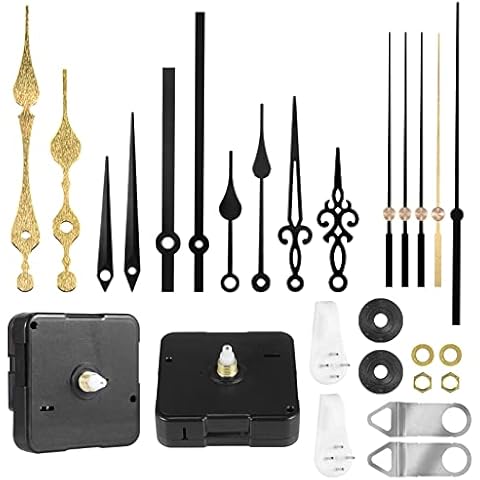 Lusee Clock Mechanisms Battery Powered with 5 Pairs Clock Hands, Short Shaft Silent Quartz Clock Movement for Repair Garden Clock Wall Clock, Hands and Motor Mechanism Replacement Parts (13mm, 13mm) Cover