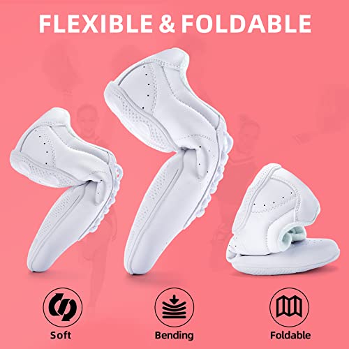 Akk Women Cheer Shoes Youth Girls - White Cheerleading Sneakers Non Slip Comfortable Breathable Training Athletic Dance Cheer Shoes Size 8 #TOP1