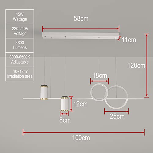 Lampe suspendue LED réglable avec télécommande pour table à manger - 2