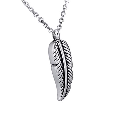 Preisvergleich Produktbild Halskette mit Urnenanhänger aus Edelstahl, Federform, für Asche