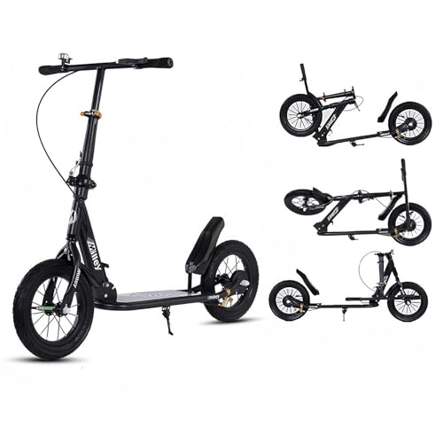City Roller Kickscooter Adulti, Monopattino con Ruote Grandi da 290mm, Monopattino da Città Pieghevole con Freno a Mano e Freno, Altezza Regolabile, Capacità di Carico 150 kg A