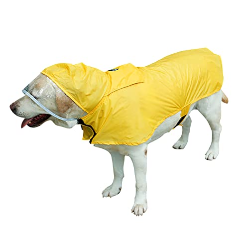 PETCUTE Dog Raincoat Large Pet Waterproof Coat Rain Jacket for Dogs with Hood,Ultra-Light Dog Hooded Raincoat Jacket for Dogs,Adjustable Dog Raincoat Jacket with Reflective Strip,Collar & Harness Hole