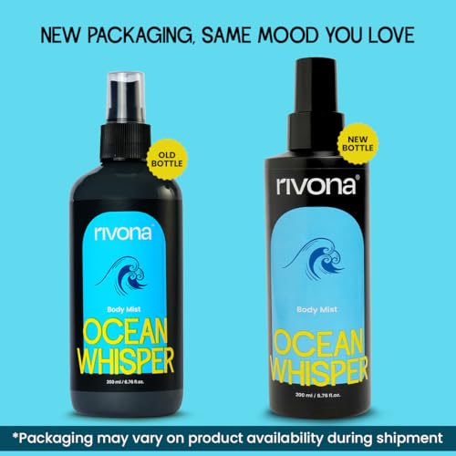 Image of Rivona Ocean Whisper Body Mist | Aquatic & Fresh Long Lasting Body Spray for Women & Men | Lemon, Jasmine & Sandalwood | Unisex Daily Mist | 200ml