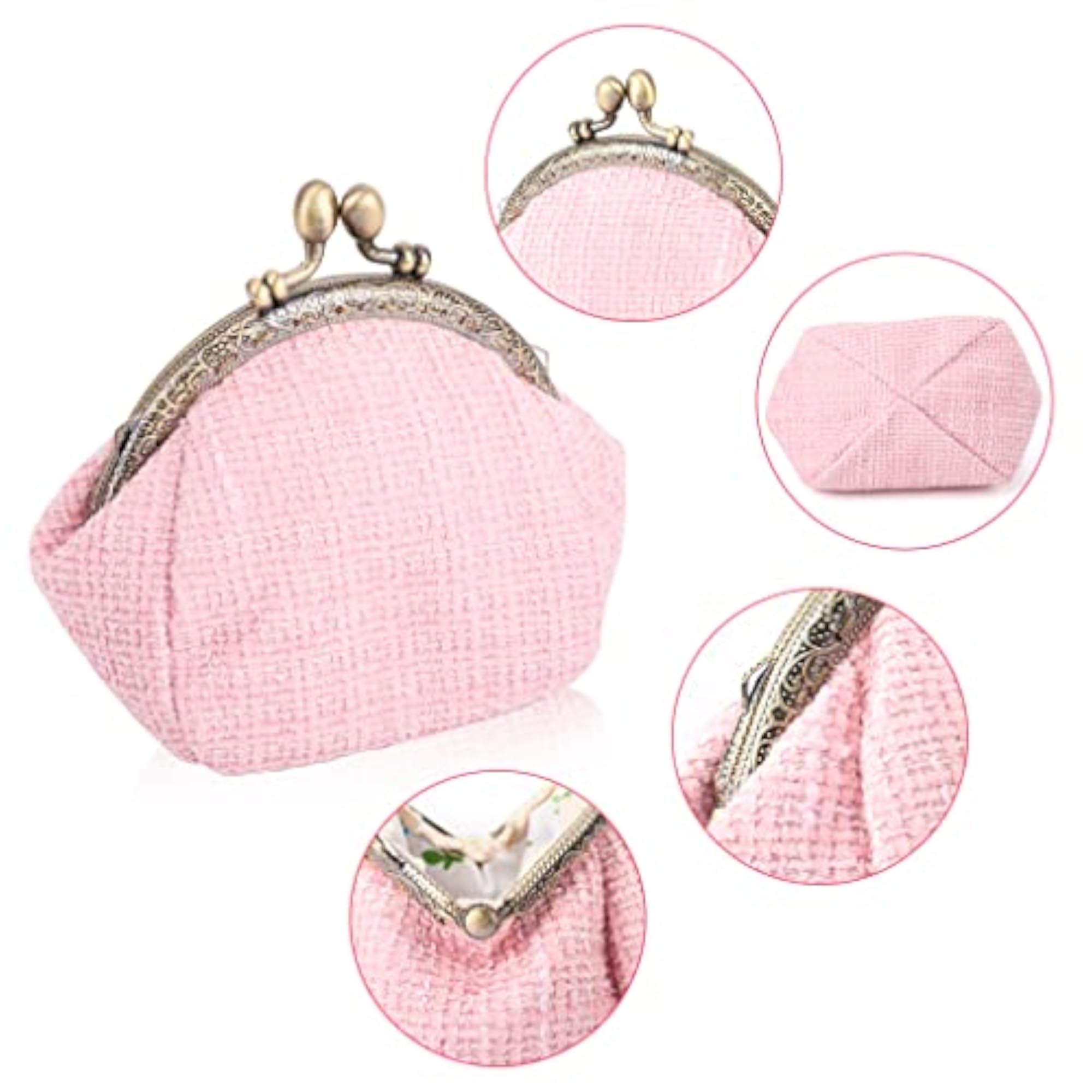 Plaid Tweed Coin Purses Change Pouch with Kiss Lock Clasp