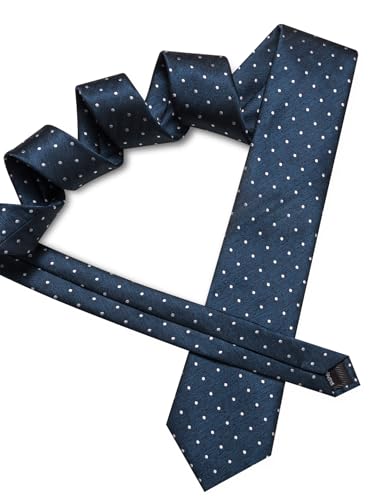 Image of Barry.Wang Ties for Men Silk Tie Sets Polka Dot Woven Necktie Pocket Square Cufflinks Business Wedding