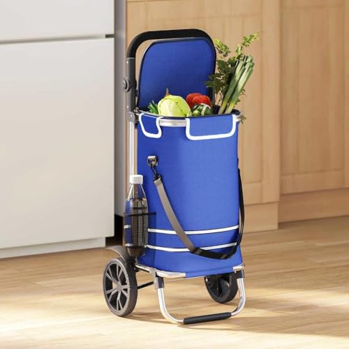 Nqyjm Carro de la compra azul 36,5 x 46,5 x 100,5 cm de tela Oxford