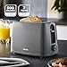 GEEPAS 2 Slice Toaster | 6 Browning Levels with Cancel Function | For Thin Small Bread Slice, Removable Crumb Tray Cool Touch Housing High Lift | Space-Saving Design | 1 Yr Warranty 650W Grey