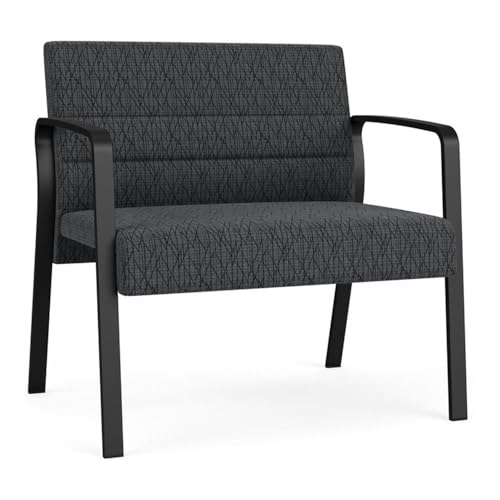 Lesro Waterfall Reception Waiting Room Bariatic Chair/Black Steel/Dark Gray