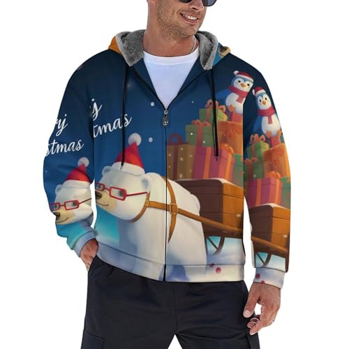 Sweat à capuche polaire zippé homme de qualité supérieure ours blanc