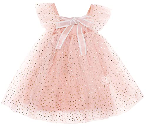 AGQT Baby Mädchen Tüll Kleid Blumenmädchen Kleid Pailletten Tutu Kleid...