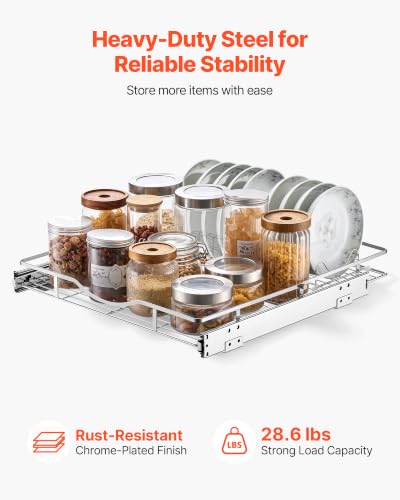 Image of VEVOR Pull Out Cabinet Organizer 19.69 inchW x 21.06 inchD Steel Slide Out Drawers