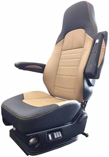 Replacement For FREIGHTLINER ARGOSY YEAR 2000 KNOEDLER CHIEF AIR TALL BACK STANDARD BASE SEAT BROWN/TAN GENUINE LEATHER W/GOLD STITCH by Technical Precision