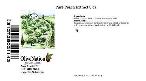 OliveNation Natural Peach Flavoring, Sugar Free Peach Flavor Extract, PG Free, Gluten Free, Kosher, Vegan - 8 ounces