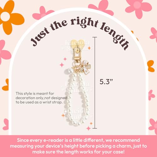 Kaciola Charm Chains for Kindle, Pearl Chain Purple Bow Pendant Cute E-reader Phone Charm Bracelets Accessories Gift for Reader Booklovers Women Men, Charms Compatible for Kindle/E-Reader/Phone (D04) - image 5
