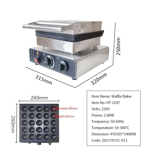 Rotondo Waffle Maker 850W Dual-Sided Pan Antiaderente per dolcetti Fatti in casa rapidi Facile Pulito Apparecchiamento da Cucina con Tubo di Collegamento in Acciaio Inossidabile e comandi intuitivi