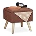 Relaxdays, braun Hocker mit Stauraum, Kunstleinen-Bezug, gepolstert, Holzbeine, Fußhocker mit Deckel, HBT: 40x40x40 cm, 1 Stück