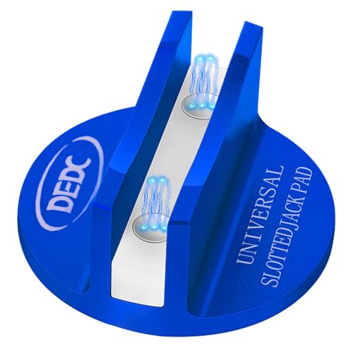 Image of DEDC Universal Aluminum Grooved Magnetic Jack Pad Blue 1 Pc, Jacking Puck Pinch Weld Frame Rail Adapter, Jack Accessories for Mechanics